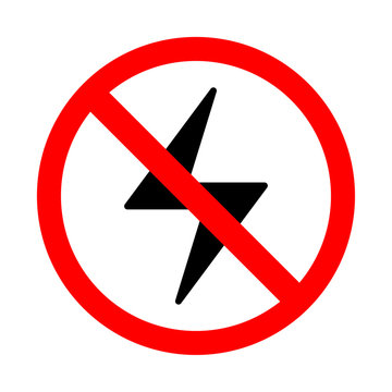 Forbidden charging icon. Bright warning, restriction sign on a white background.