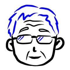 顔アイコン　男性　おじいさん　筆　表情