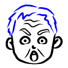 顔アイコン　男性　おじいさん　筆　表情