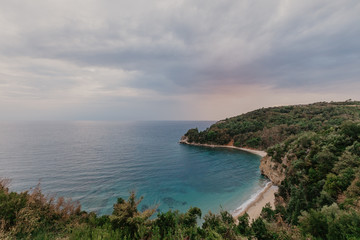 Fototapeta na wymiar Evening Budva beach view Montenegro