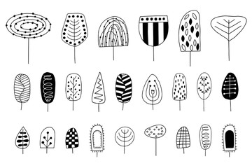 Big set of hand drawn trees.