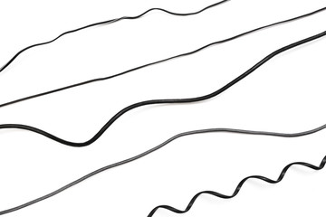 Black power cable socket set  isolated on white background