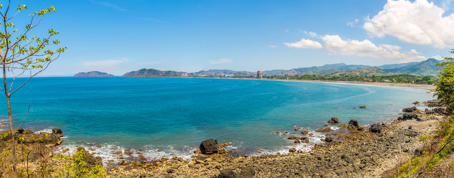 Panoramic view at the bay with beaches near Jaco city in Costa Rica