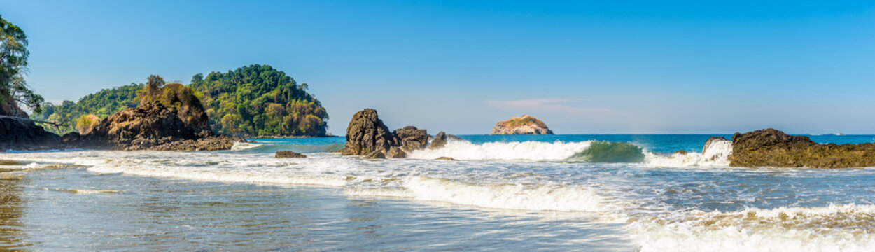 Panoramic view at the Espadilla bech in Manuel Antonio National Park - Costa Rica