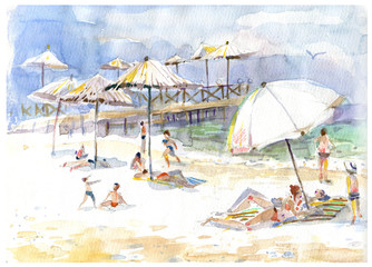 Summer sea sketches, watercolor, illustration - 271728944