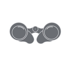 Binoculars. Icon monochrome. Graphic vector illustration isolated on white background.