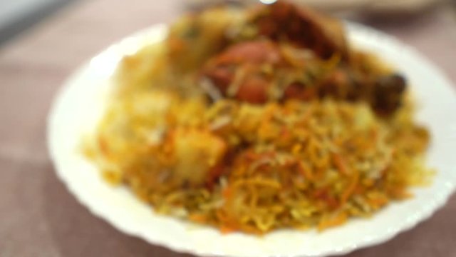 Indian dessert food, Zarda rice served with Biryani, Indian or pakistani dishes.