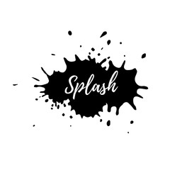 Splash text with hand drawn color blots splash inspiration with white text on the blobs background template.