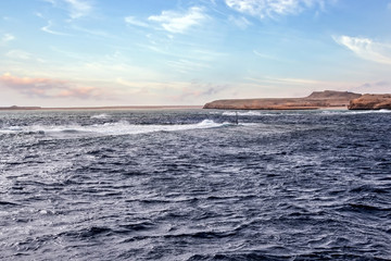 Seafront mountains sea panoramic landscape