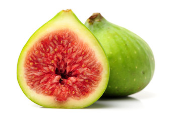 Ripe figs on a white background