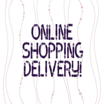 Text sign showing Online Shopping Delivery. Conceptual photo Process of shipping an item from online purchase Vertical Curved String Free Flow with Beads Seamless Repeat Pattern photo