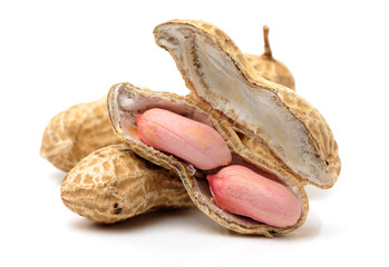Peanuts on white background