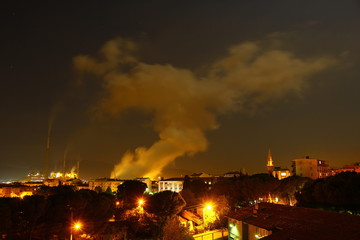Fototapeta na wymiar Night Thermal Reactor Soma air pollution