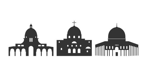 Israel logo. Isolated Israeli architecture on white background