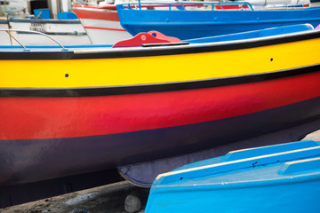 Fototapeta na wymiar Colorful fishing boats in Funchal Madeira island
