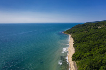 Fototapeta na wymiar Aerial view to beautiful beach and forest
