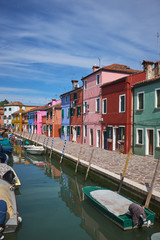 Fototapeta na wymiar Colorful Houses Of Burano, Venice, Italy