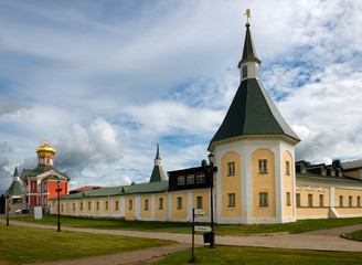 Valdai Iversky Svyatoozersky Virgin Monastery for Men. Selvitsky Island, Valdai Lake. Hospice tower