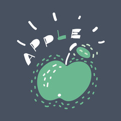 Big green apple shining on dark background.