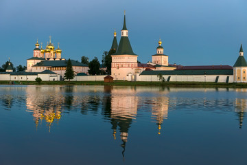 Valdai Iversky Svyatoozersky Virgin Monastery for Men. Selvitsky Island, Valdai Lake. Summer night