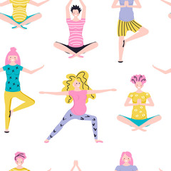Seamless pattern made of Yoga class
