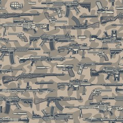 Vintage army colorful seamless pattern
