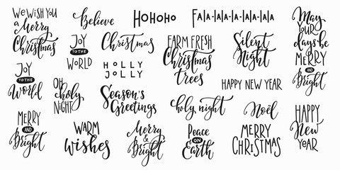 Fototapeta na wymiar Christmas new year lettering typography set