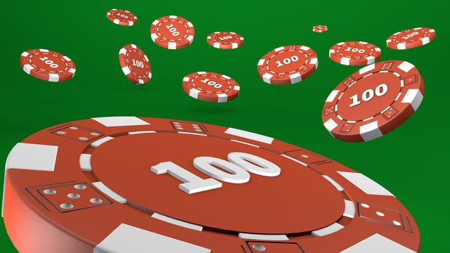 Playing chips flying. 3d illustration