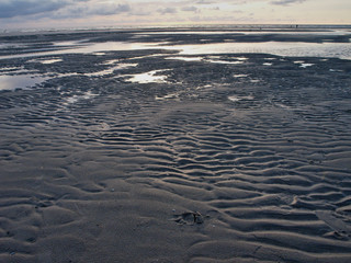 evening sun at the beach of Sankt Peter-Ording