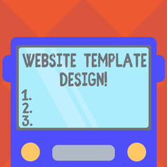 Handwriting text writing Website Template Design. Concept meaning writing an informative content of a website Drawn Flat Front View of Bus with Blank Color Window Shield Reflecting