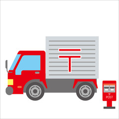 働く車のイラスト 自動車 ゴミ収集車 デフォルメ コミック アニメ調 ベクターデータ Wall Mural Globeds