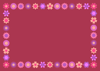 Modern rectangular floral frame with colorful beautiful flowers