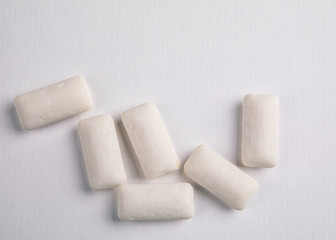 Chewing gum on white background. Dental hygiene and health