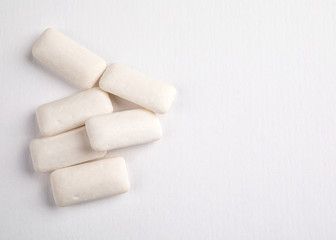 Chewing gum on white background. Dental hygiene and health