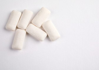 Chewing gum on white background. Dental hygiene and health