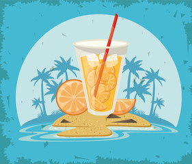 Delicious and refreshment drink on beach