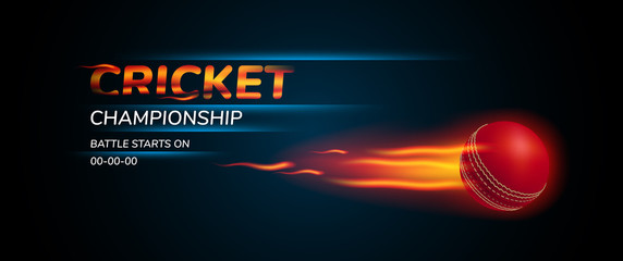 Vector illustration for cricket tournament. Ball for playing and template text