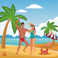 Young couple enjoying summer cartoons