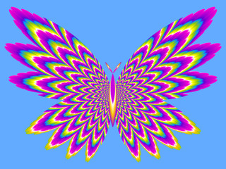 Colorful rainbow butterfly. Optical expansion illusion.