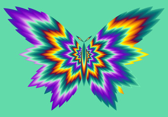 Fototapeta na wymiar Fire butterfly. Optical illusion of movement.