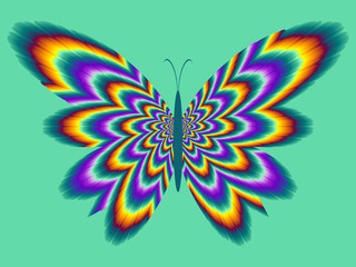 Obraz na płótnie Canvas Fire butterfly. Optical illusion of movement.