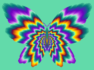 Fototapeta na wymiar Fire butterfly. Optical illusion of movement.
