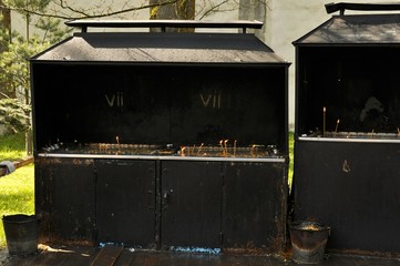 Place where candles are lit in the courtyard of the church for live and dead people.