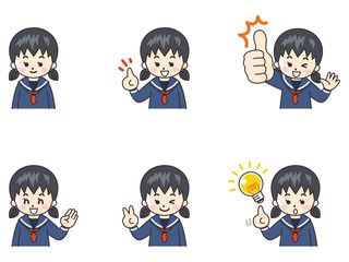 中高生の女の子セット01（セーラー服）