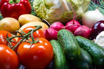 vegetables and fruits background healthy organic food concept
