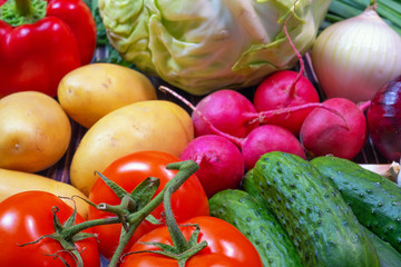 vegetables and fruits background healthy organic food concept