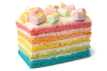 Obraz na płótnie Canvas Slice of multicolored cake with marshmallow