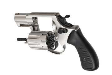 silver gun revolver isolate on white background.