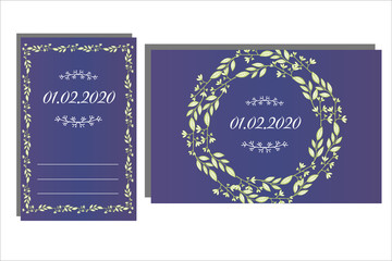 Vector dark blue invitation card.