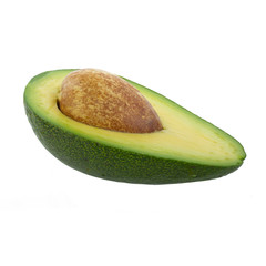 half of avocado isolated on white background